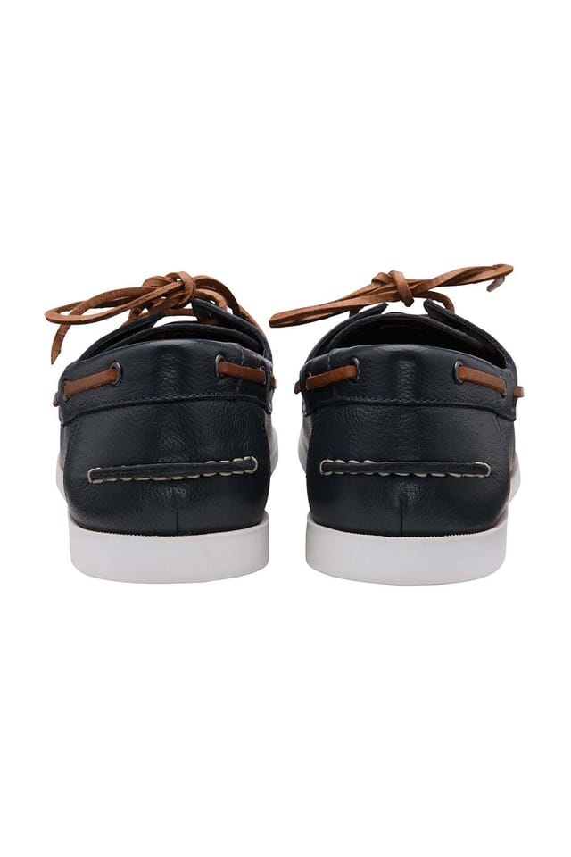 Frank Wright Frank Wright Men's Leather 'Reaney' Boat Shoes in Mid Navy - 3