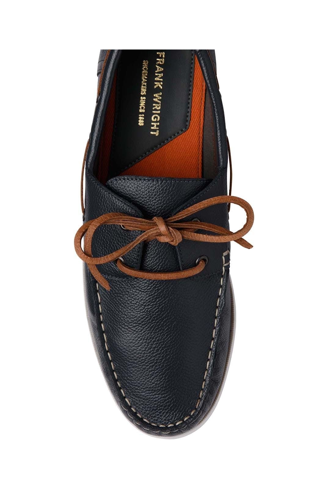 Frank Wright Frank Wright Men's Leather 'Reaney' Boat Shoes in Mid Navy - 4