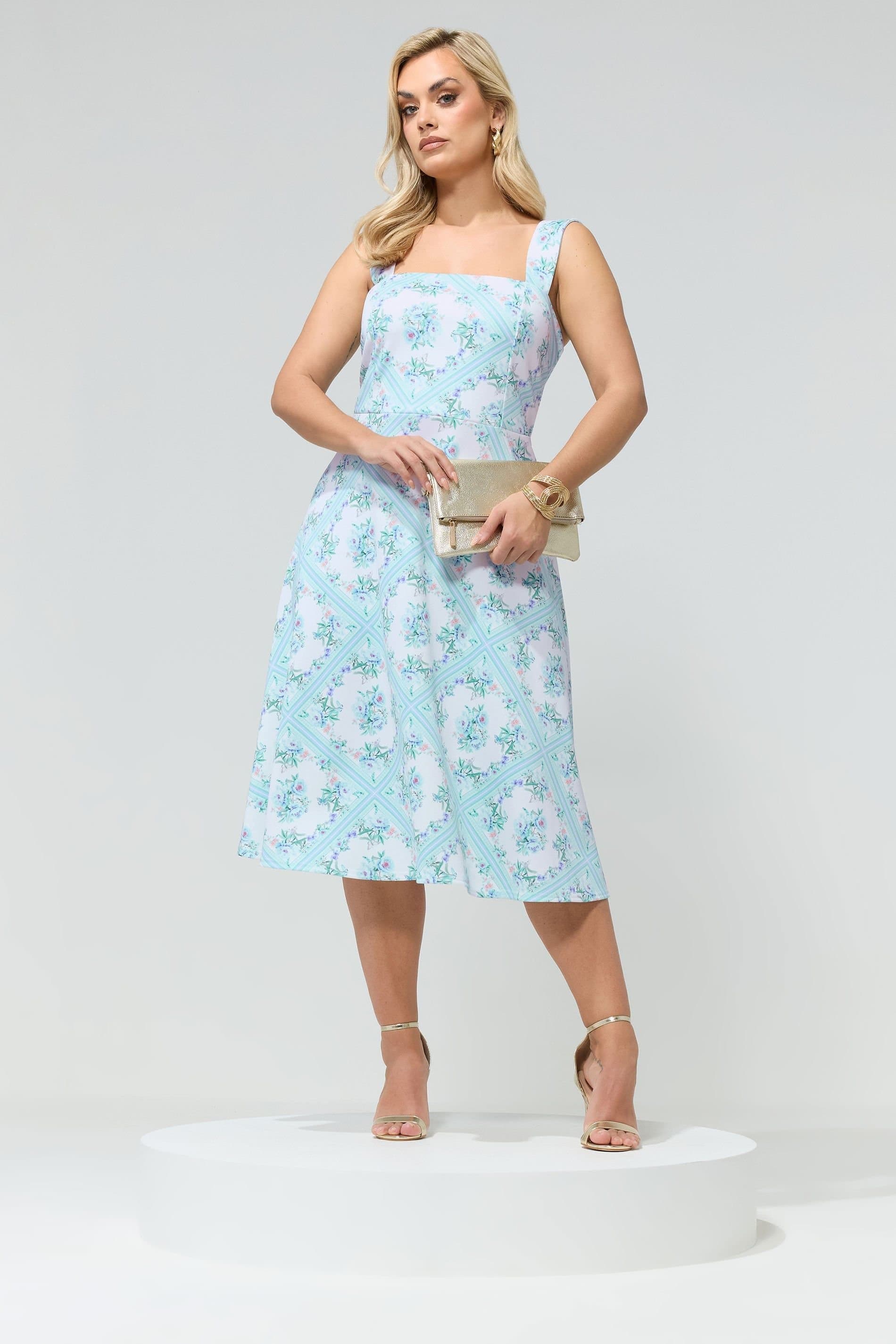 Yours Yours Women's Skater Midi Dress in Light Blue