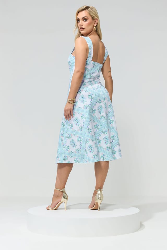 Yours Yours Women's Skater Midi Dress in Light Blue - 3