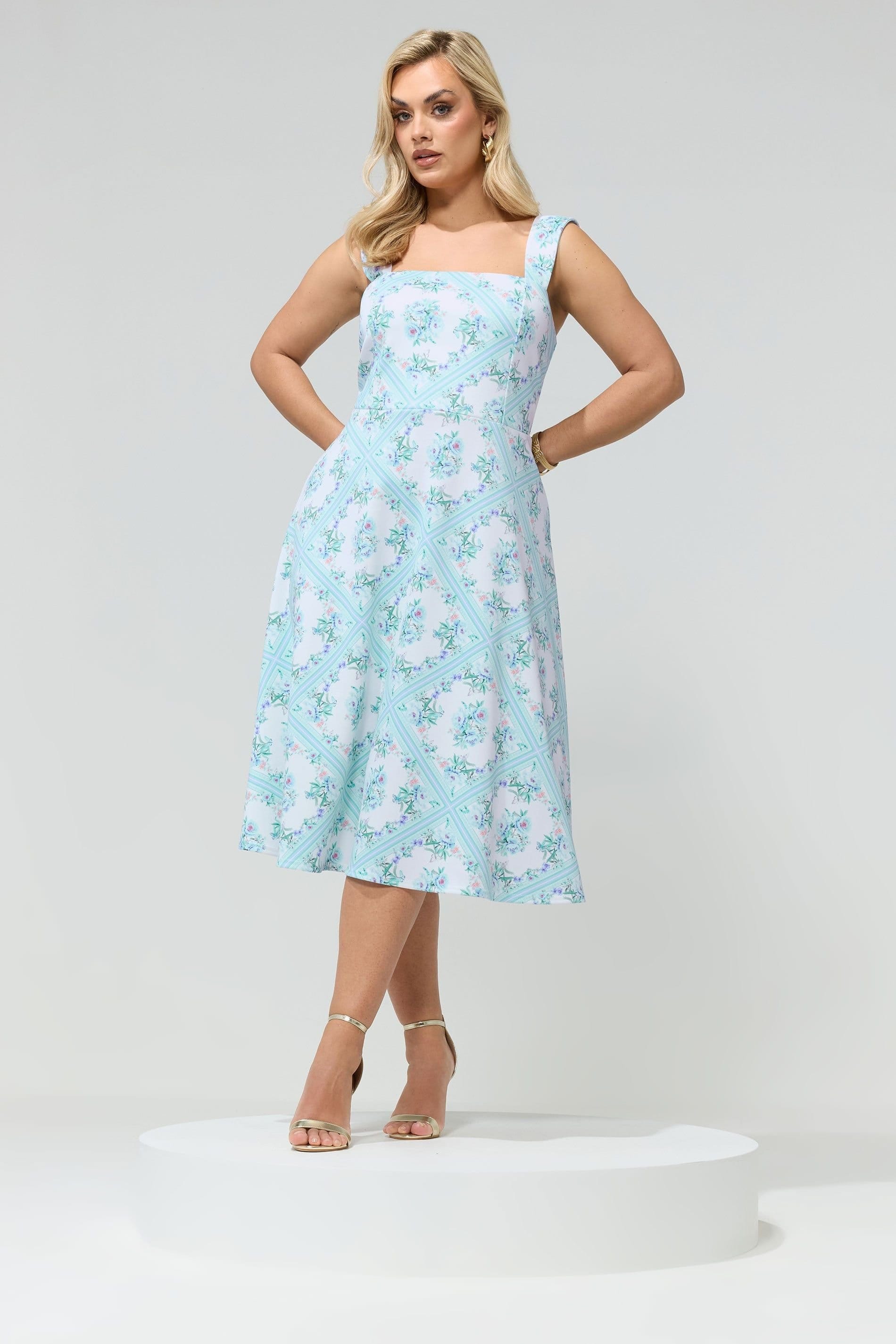 Yours Yours Women's Skater Midi Dress in Light Blue - 4