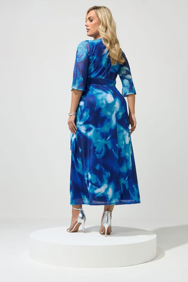 Yours Yours Women's Abstract Mesh Wrap Dress in Cobalt - 3