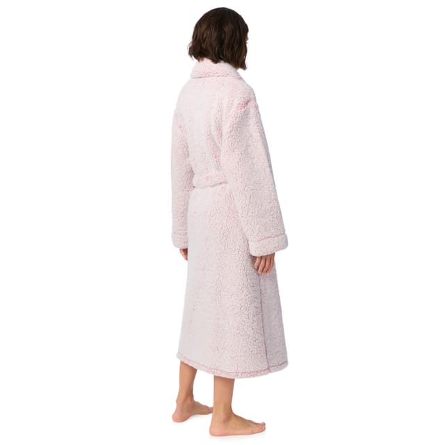 DKNY DKNY Women's 122cm Long Sleeve Shawl Collar Robe in Dusty Mauve Frosted Sherpa - 2