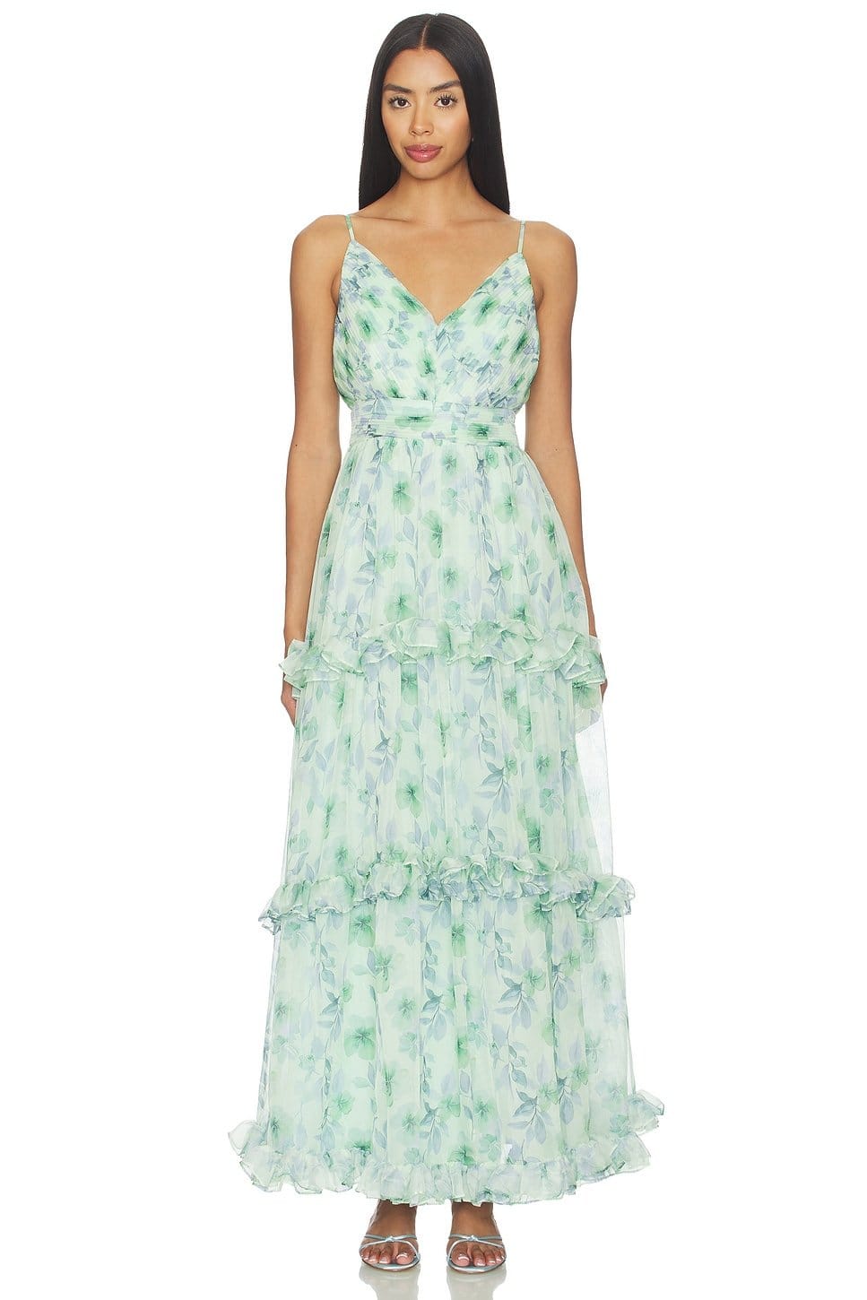 Revolve Green Floral Ayanna Dress
