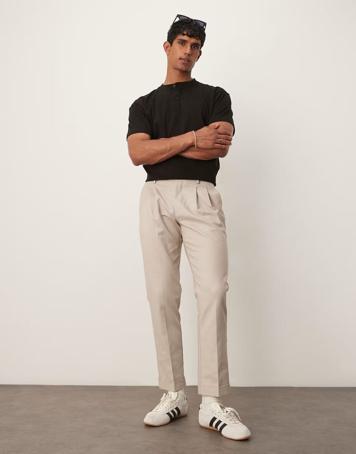 ASOS ASOS DESIGN smart slim fit cotton chino trousers in stone - 1