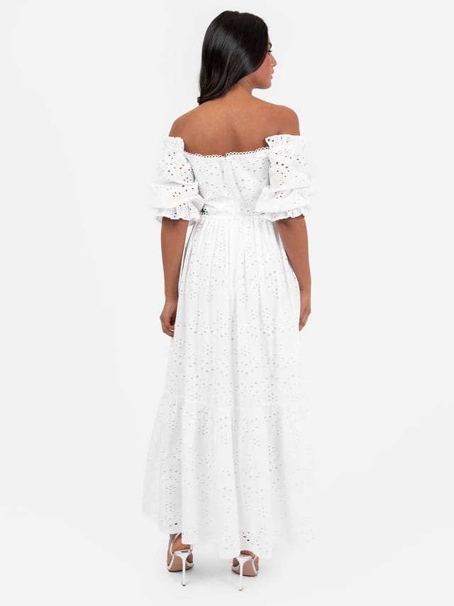 Maya Deluxe Maya Deluxe Women's Broderie Cut Out Midaxi Dress in White - 3