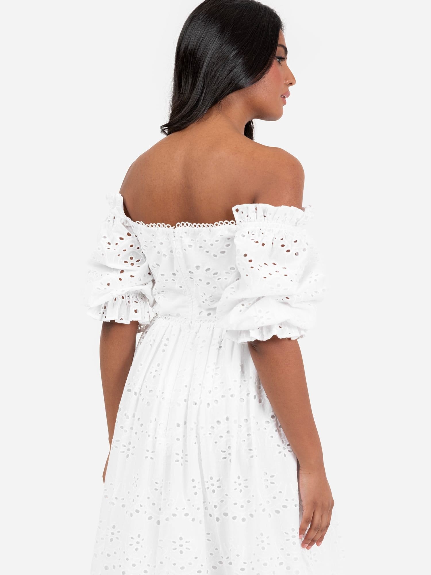 Maya Deluxe Maya Deluxe Women's Broderie Cut Out Midaxi Dress in White - 4