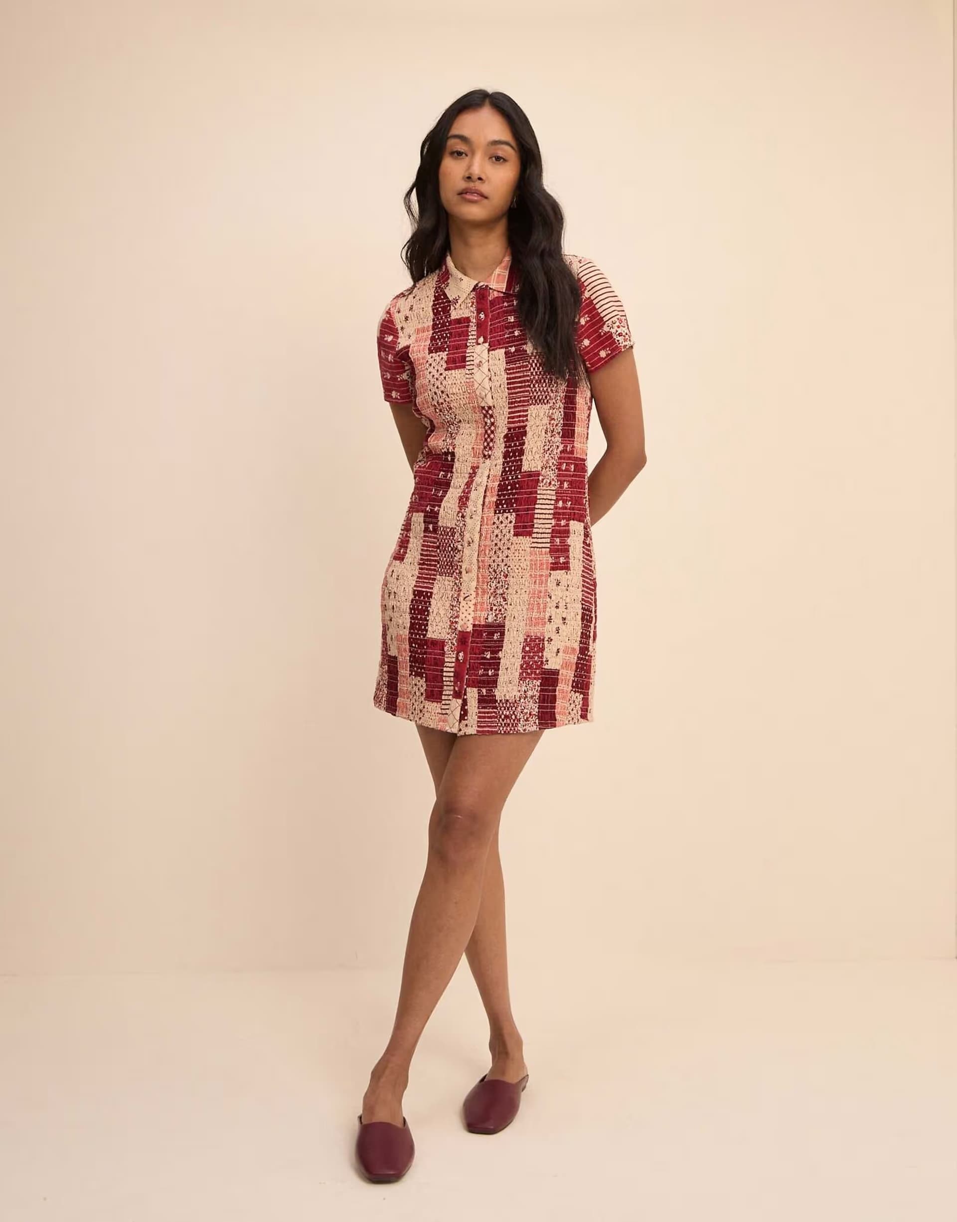 ASOS Nobody's Child Patchwork mel mini dress in red