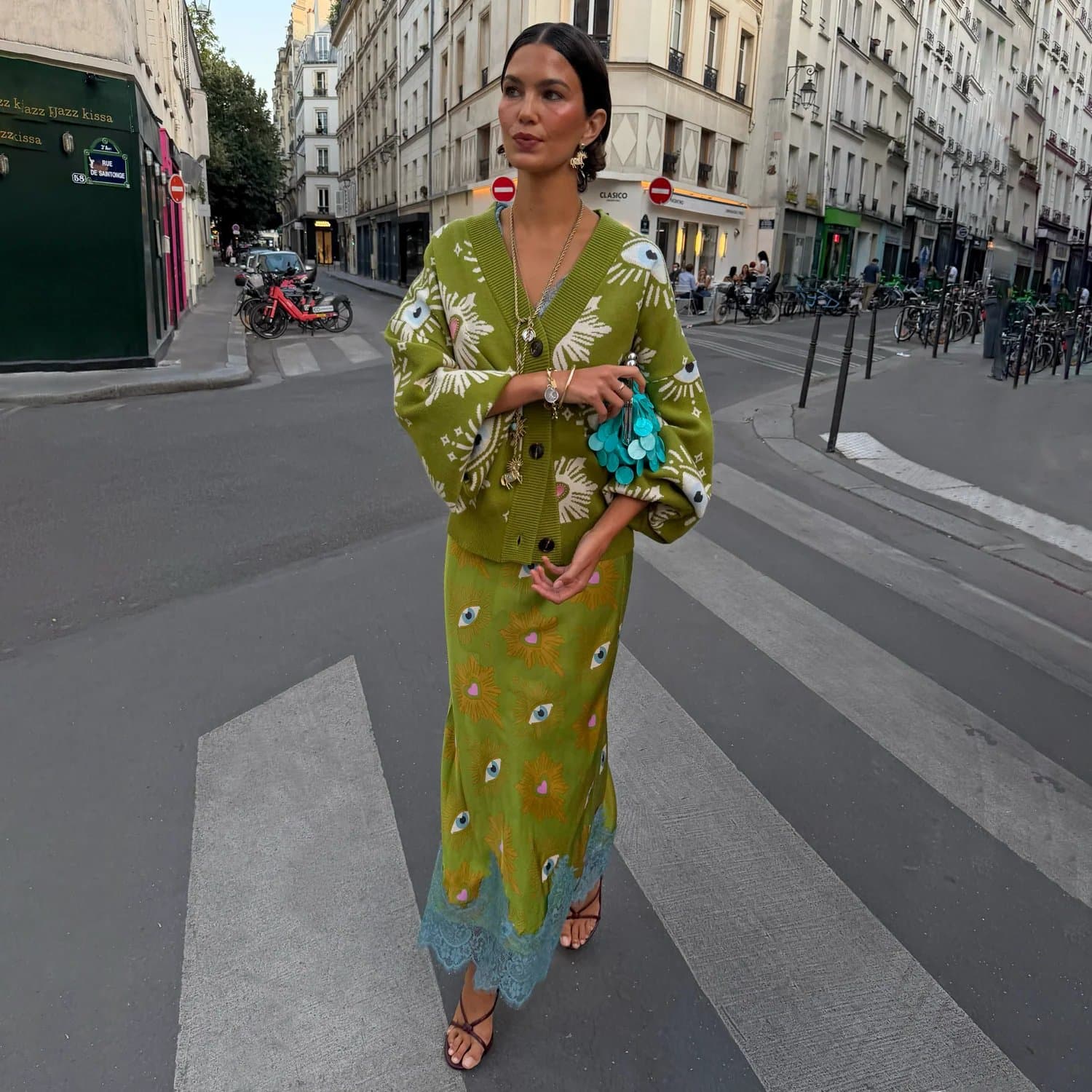Never Fully Dressed Khaki Eye Midi Maeva Skirt