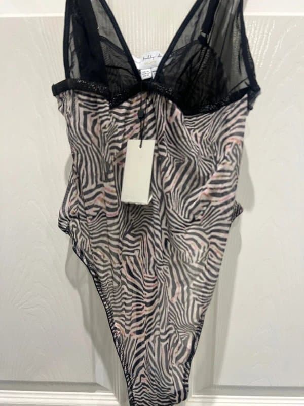 Never Fully Dressed Zebra lingerie Bodysuit Size 14