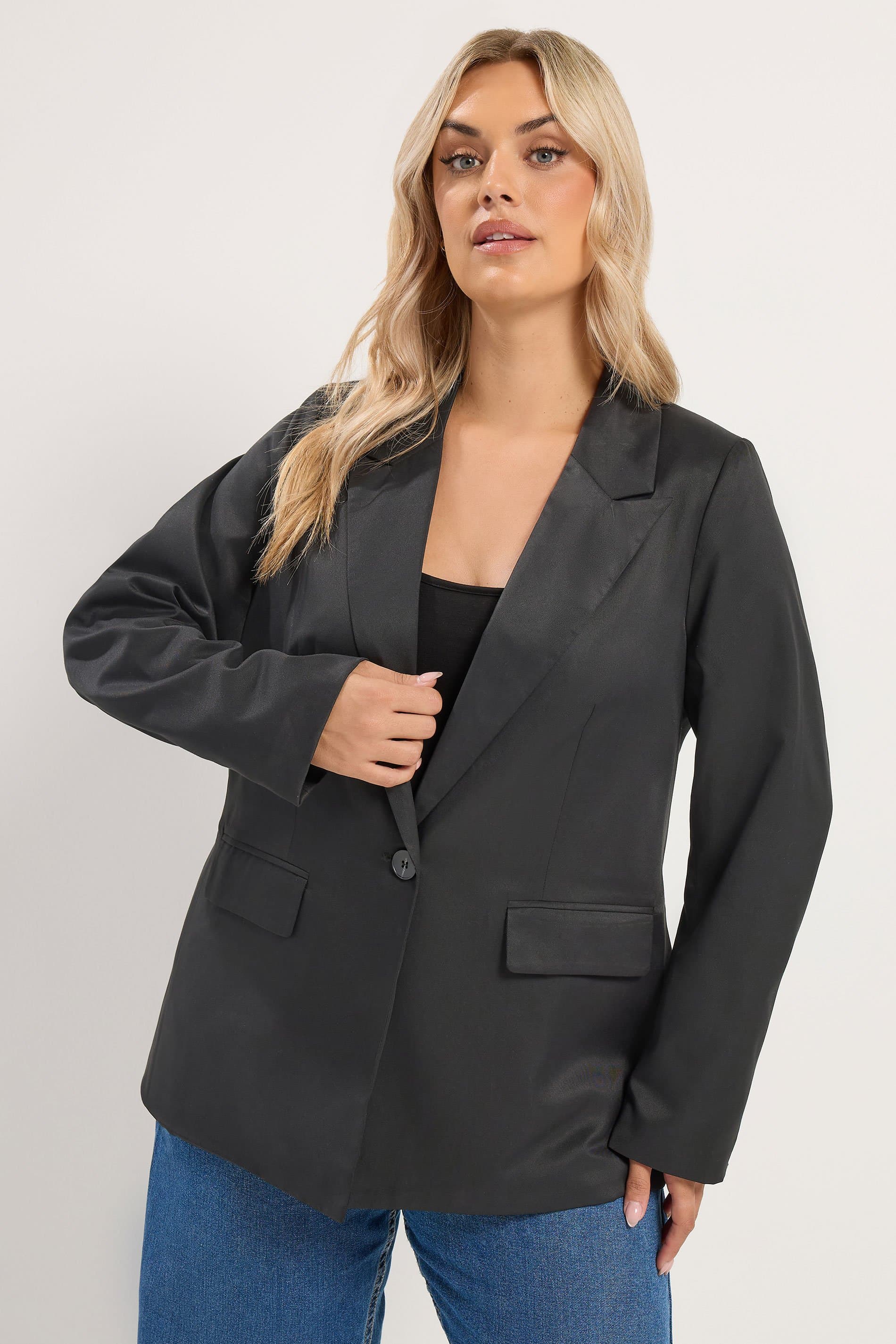Yours Curve Black Single Breasted Blazer