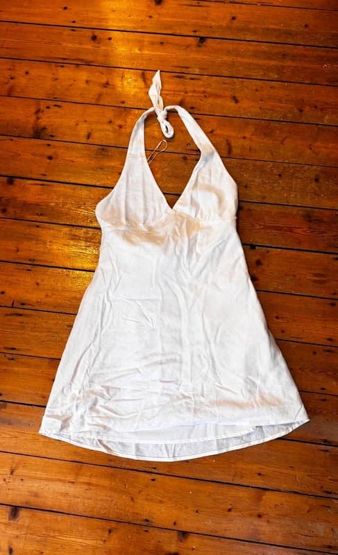 Bershka Bershka white halter neck linen dress
