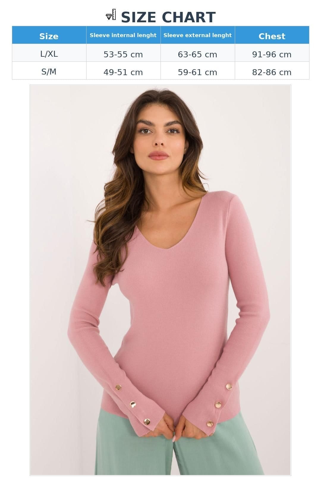 Love Lace Love Lace Women's V Neck Long Sleeve Casual Sweater in Pink - 4