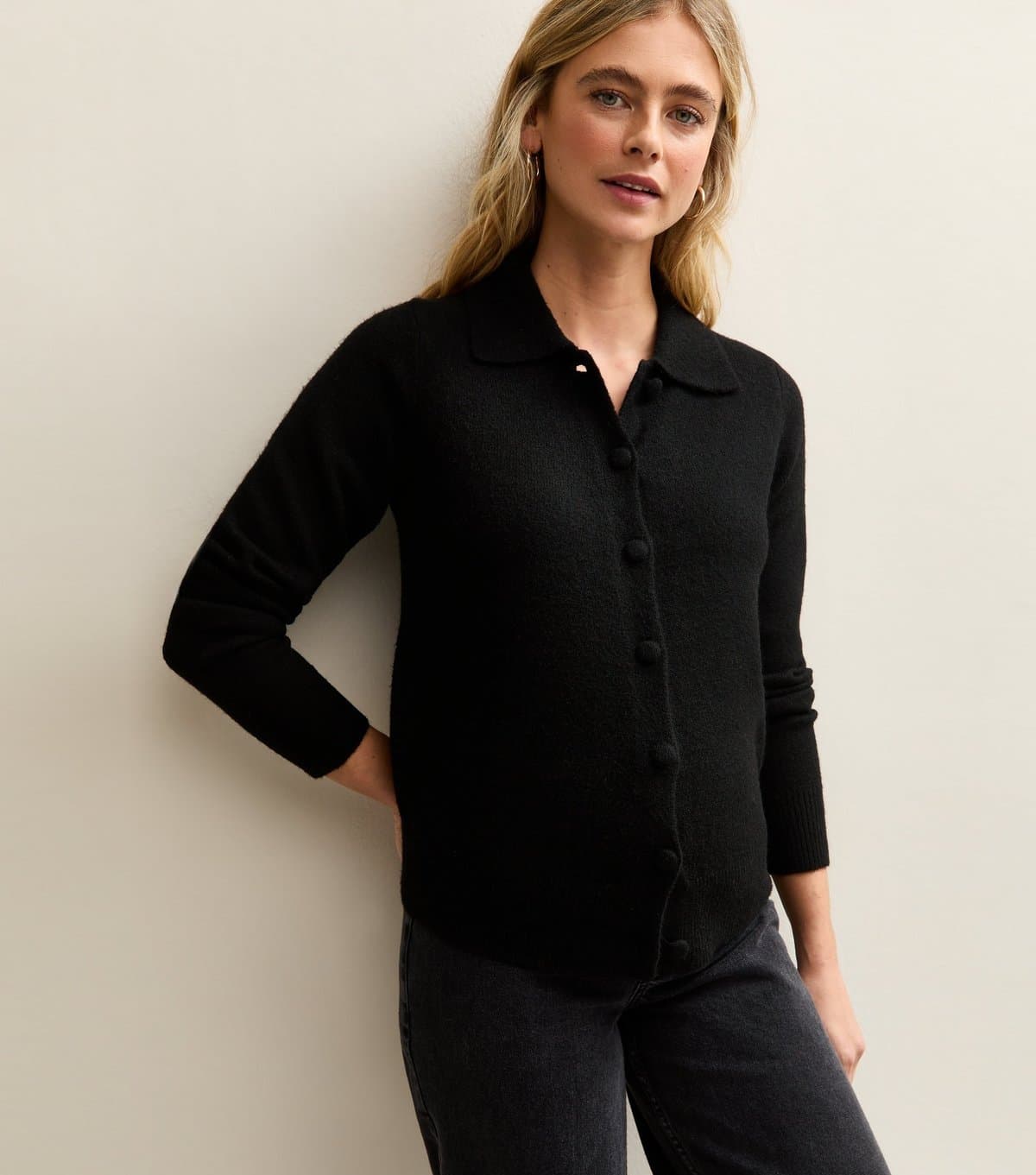 New Look Women's Maternity Black Midweight Knit Cardigan New Look