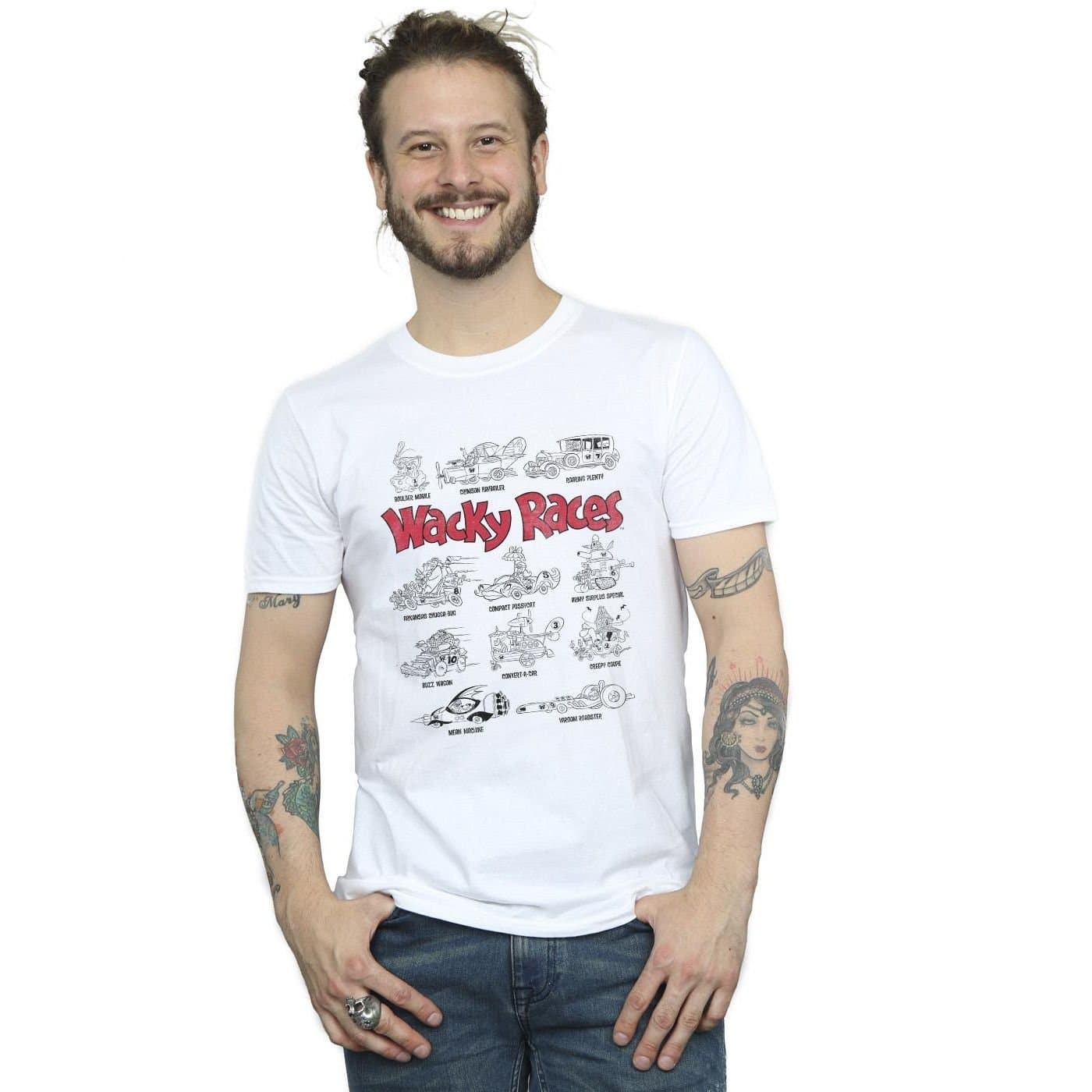 Wacky Races Wacky Races Men's Car Lineup T-Shirt in White