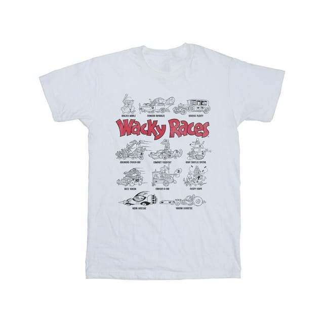 Wacky Races Wacky Races Men's Car Lineup T-Shirt in White - 2