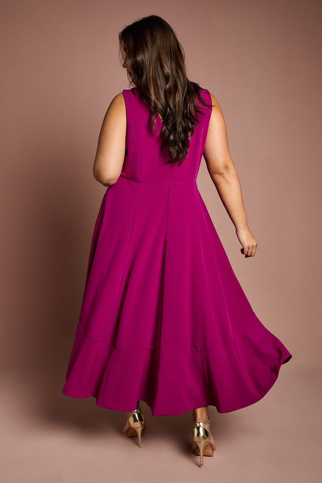 Coast Coast Women's Plus Size Crepe Ruffle Dress in Berry - 3