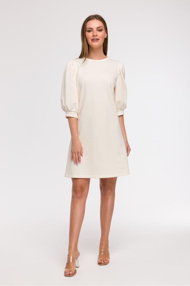 Love Lace Love Lace Women's Light Aline day dress with 3/4 sleeves in Beige - 2