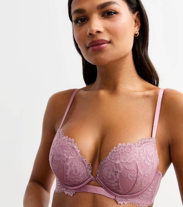 New Look Women's Pink Lace Push-Up Bra New Look - 2