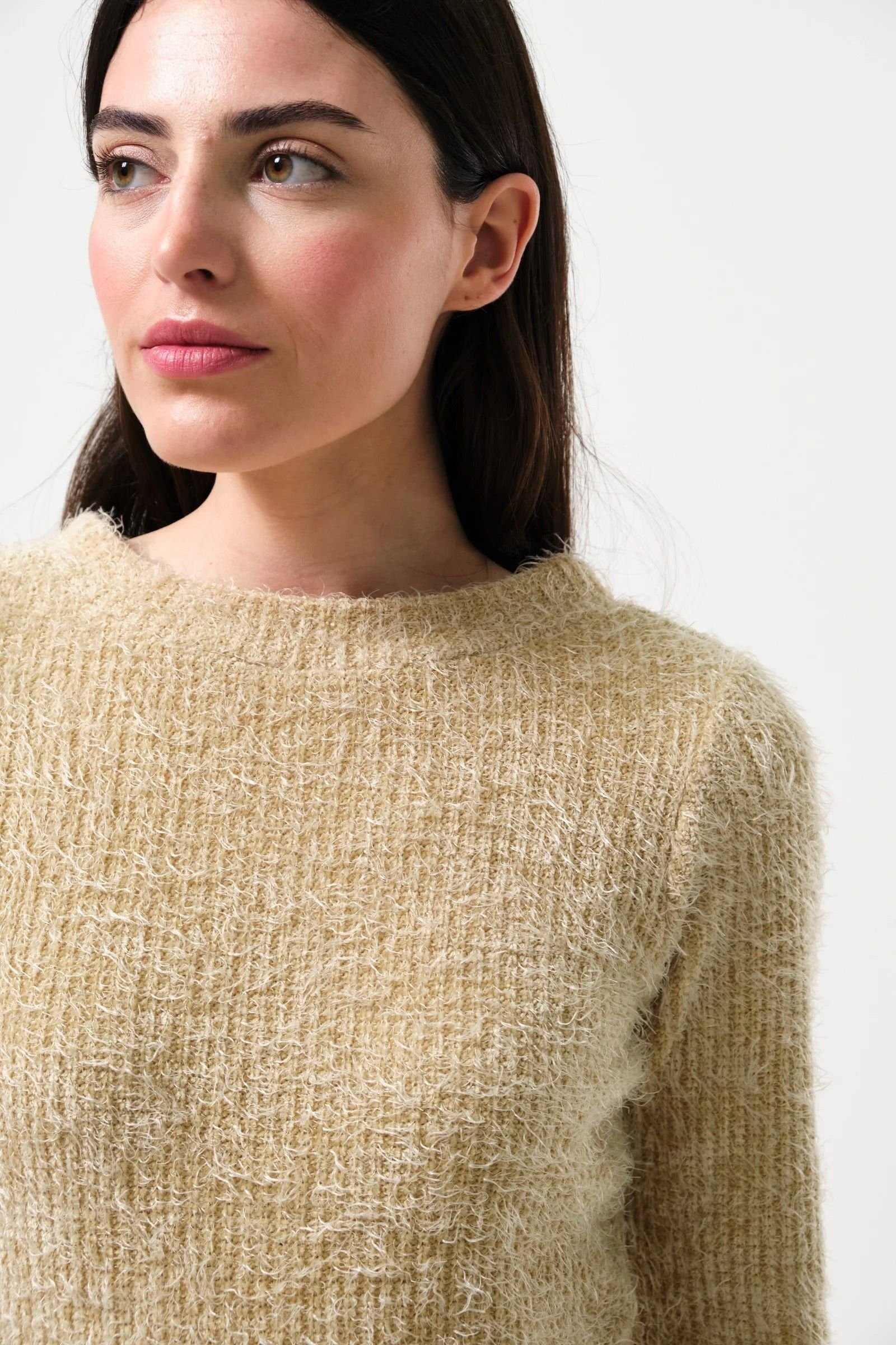 Louche Louche Women's Guila Eyelash Rib Long Sleeve Midi Dress - Beige - 4