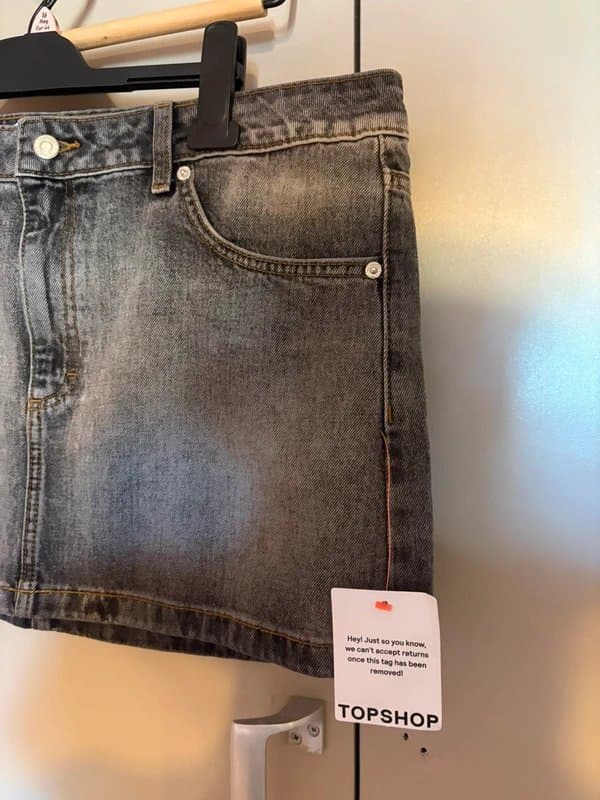 Topshop BNWT topshop mini skirt denim moto dark vintage wash micro skirt size 16