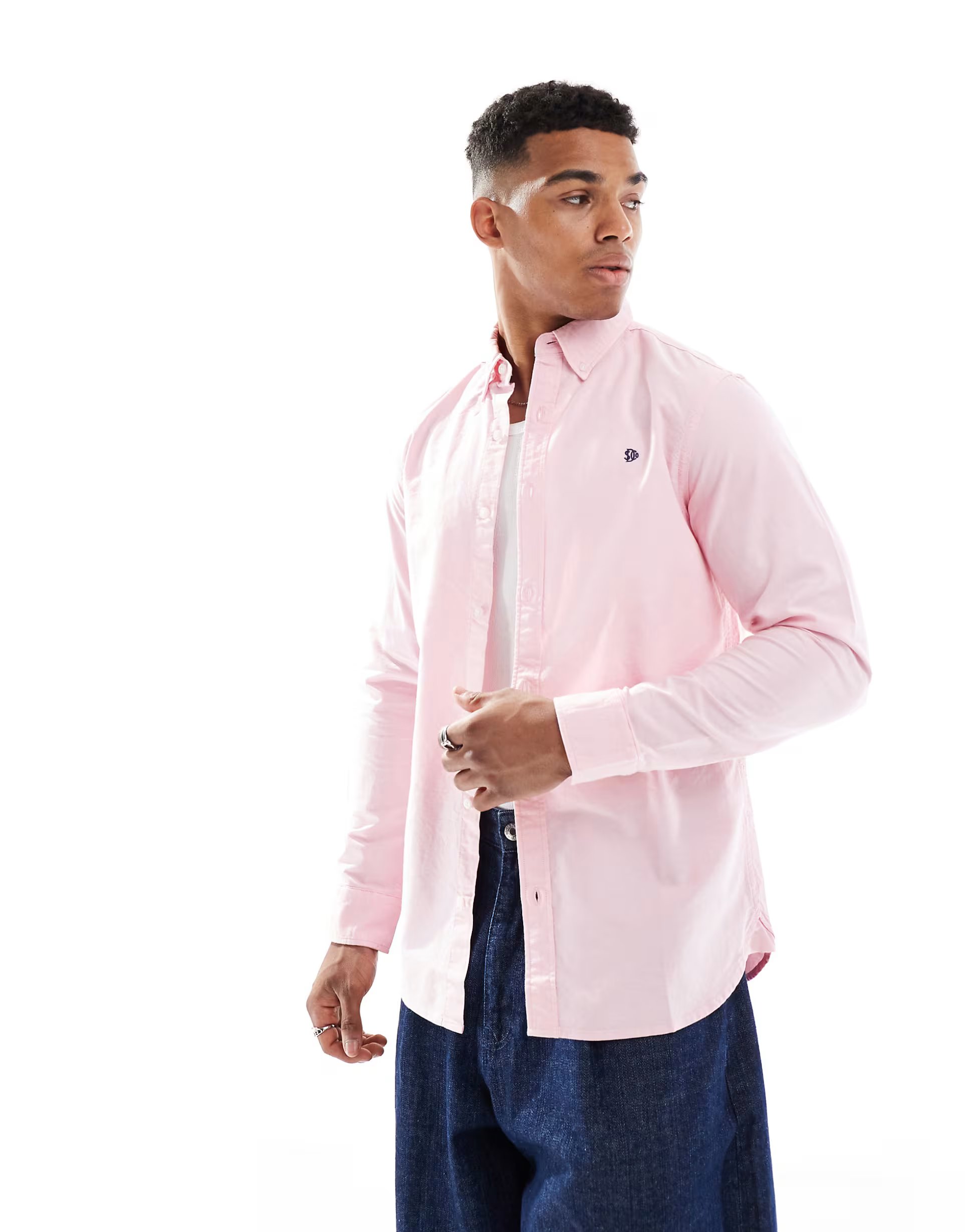 ASOS Superdry Classic oxford long sleeve shirt in city pink - 1