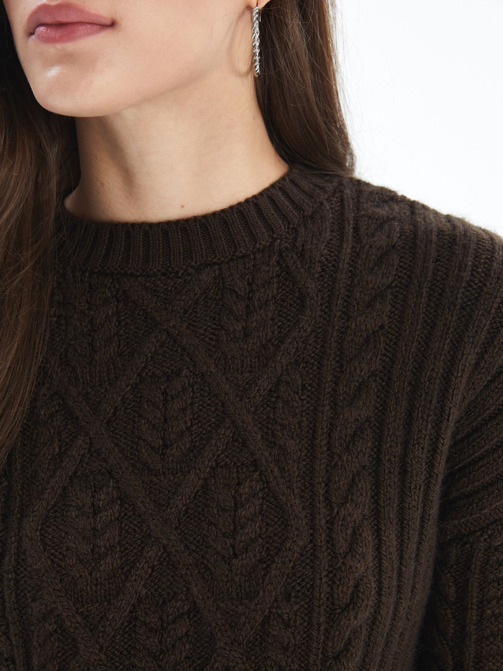 Dexia Dexia Women's Knit Detailed Long Sleeve Jumper Brown - 3