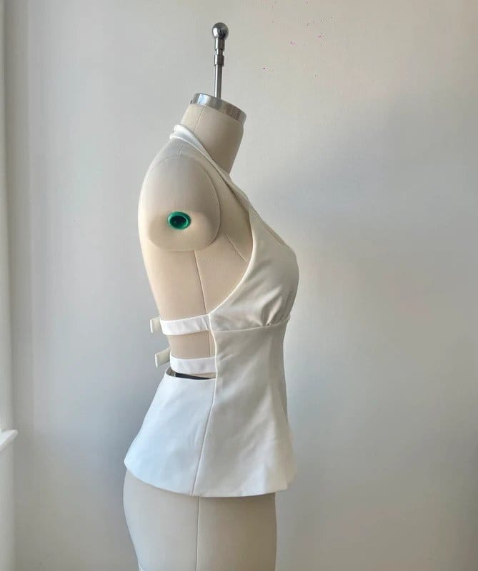 Zara Zara white backless halter neck top with bows - 1