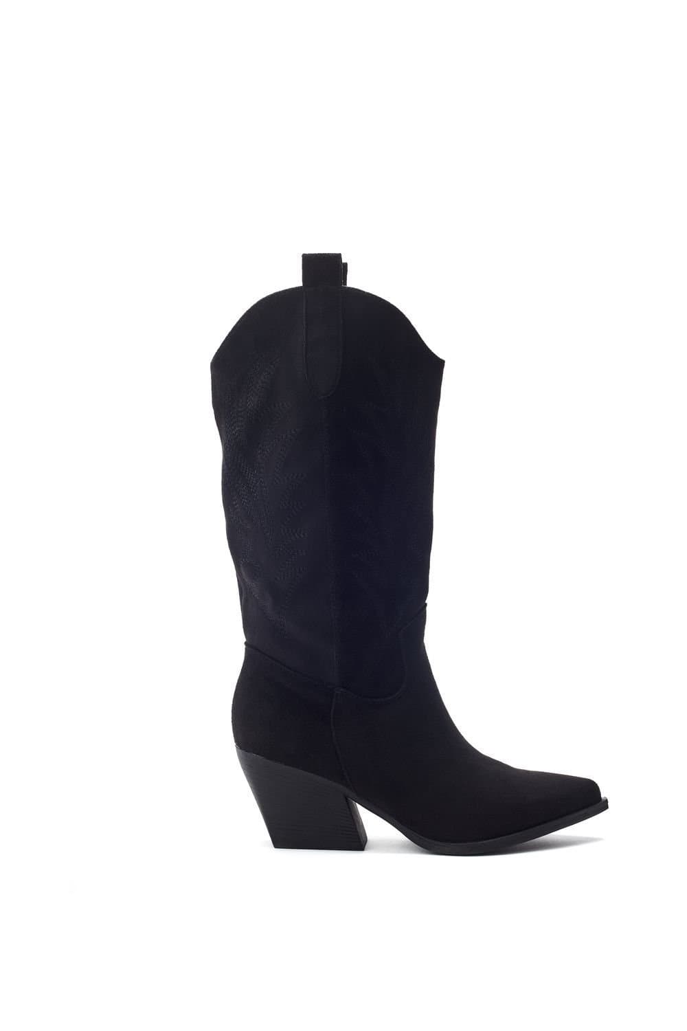 b.soleful b.soleful Black Alcantara Heeled Boots