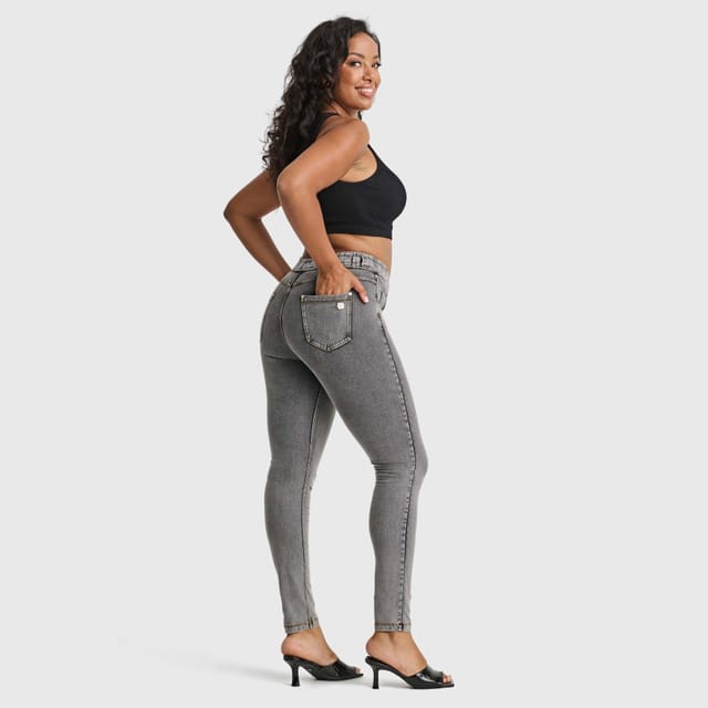 Freddy Freddy Women's N.O.W Denim High Waisted Full Length Jeans in Grey - 2