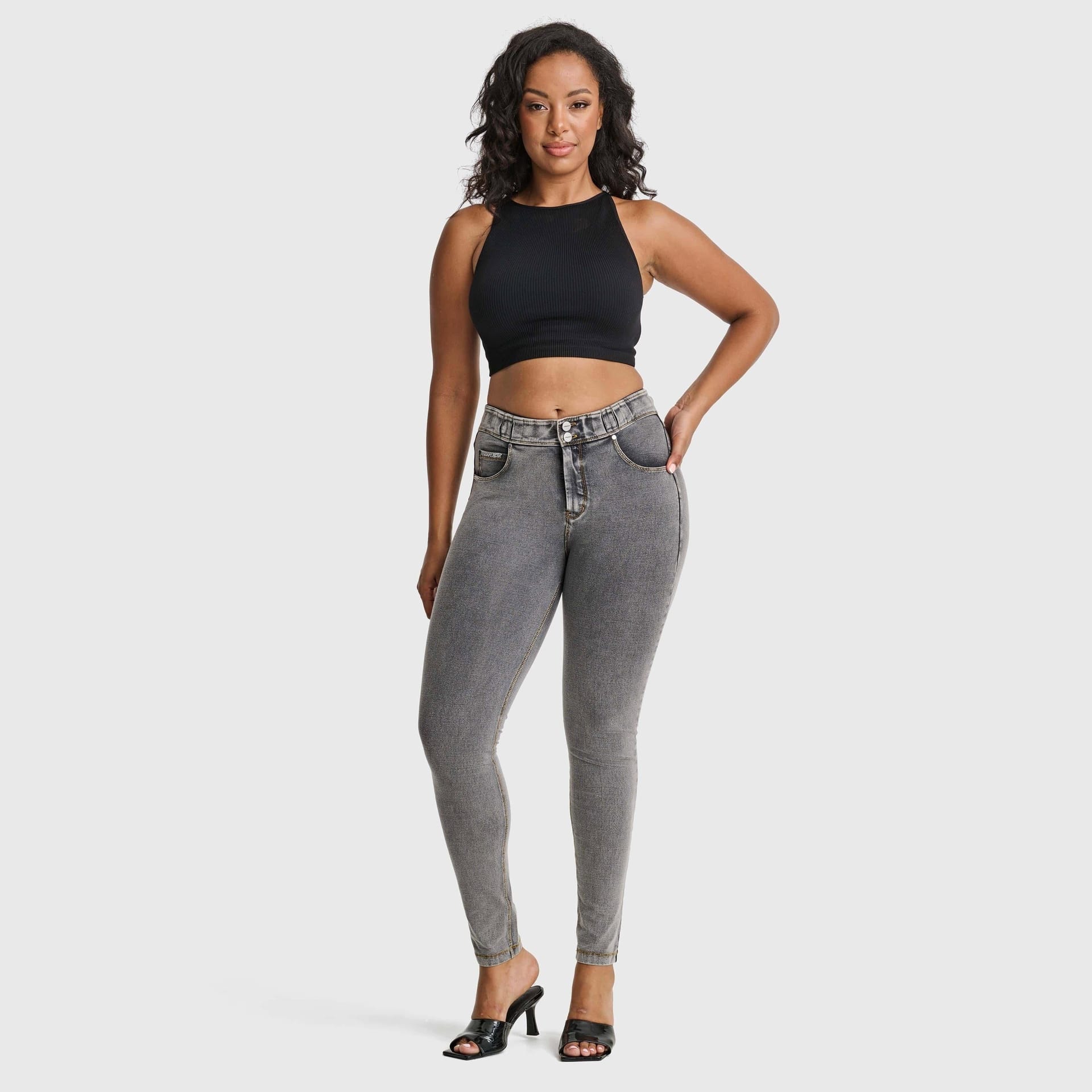 Freddy Freddy Women's N.O.W Denim High Waisted Full Length Jeans in Grey - 4