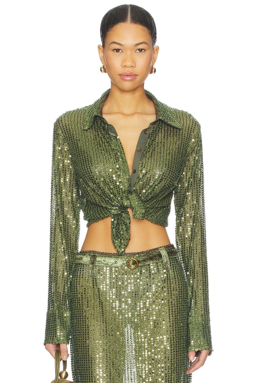 revolve Revolve Sezanne Sequined Crop Top in Green