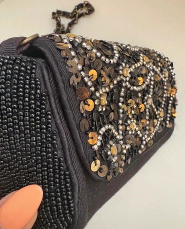 Accessorize Accessorize Y2K Beaded & Sequin Shoulder Bag | Vintage Black Evening Mini Bag Mcbling