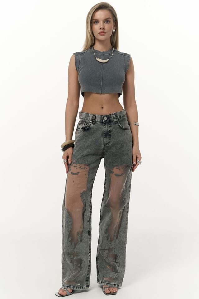 MAI STUDIOS CO. MAI STUDIOS CO. Women's Trixie Transparent Jean in Dark Grey - 2