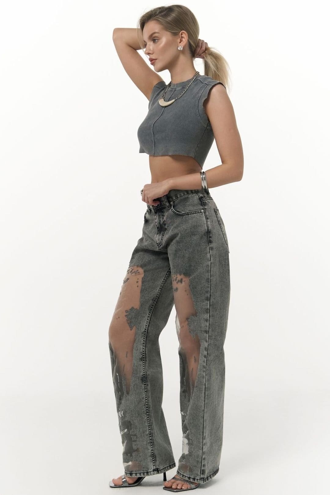 MAI STUDIOS CO. MAI STUDIOS CO. Women's Trixie Transparent Jean in Dark Grey - 4