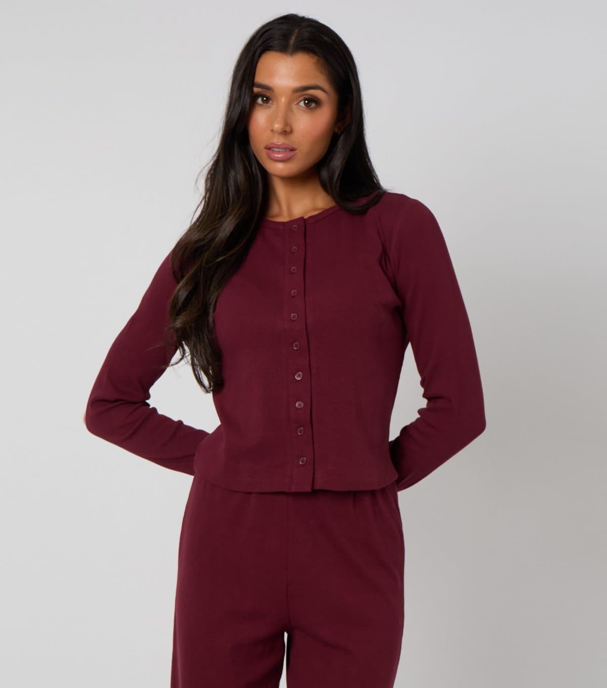 Urban Bliss Urban Bliss Burgundy Ribbed Jersey Top