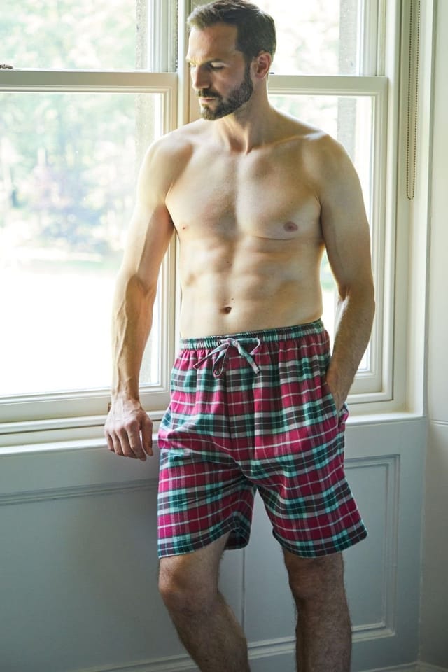 British Boxers British Boxers Men's "Gaia" Tartan Brushed Cotton Sleep Shorts in Burgundy - 2