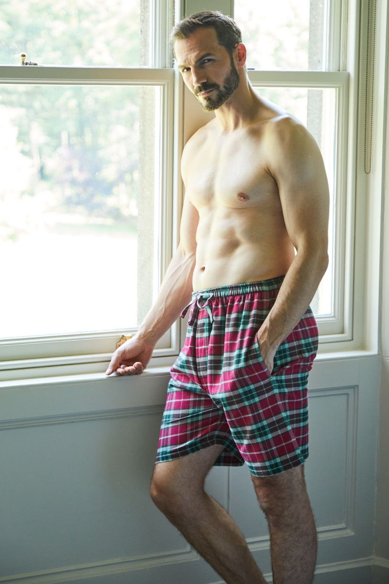 British Boxers British Boxers Men's "Gaia" Tartan Brushed Cotton Sleep Shorts in Burgundy - 3