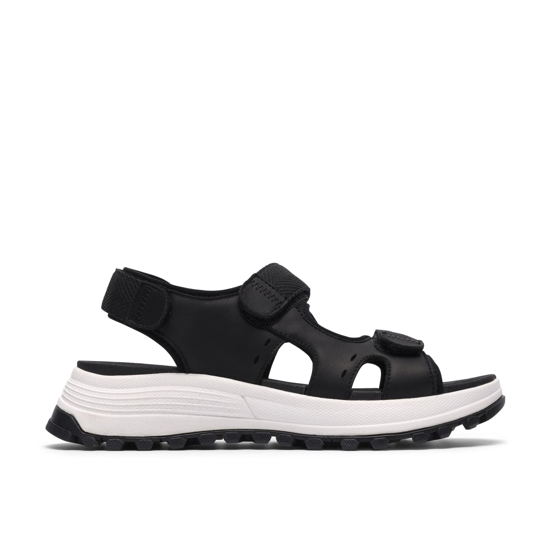 Clarks Clarks Women's ATL Trek Surf Black Leather Flat Sandals, ATL