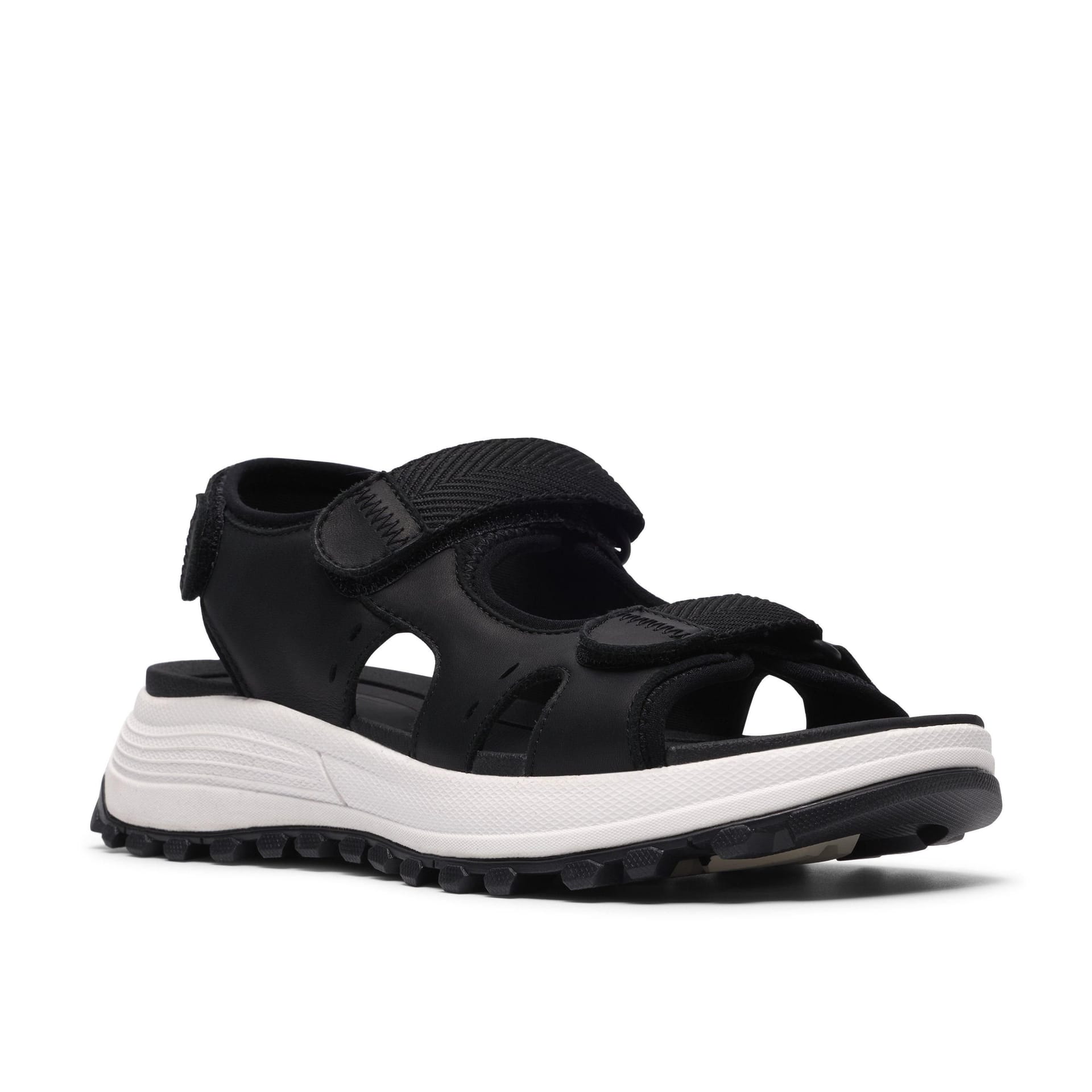 Clarks Clarks Women's ATL Trek Surf Black Leather Flat Sandals, ATL - 4