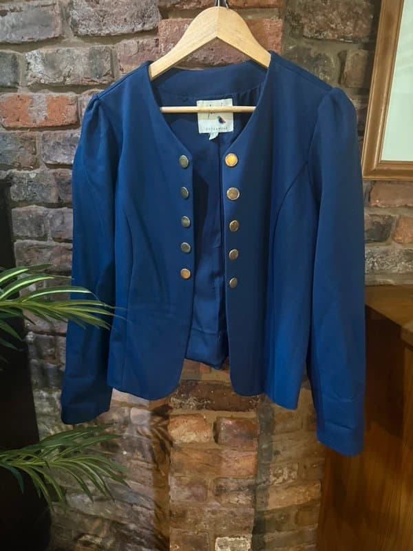 Yumi Navy blue blazer with gold button detail size 16