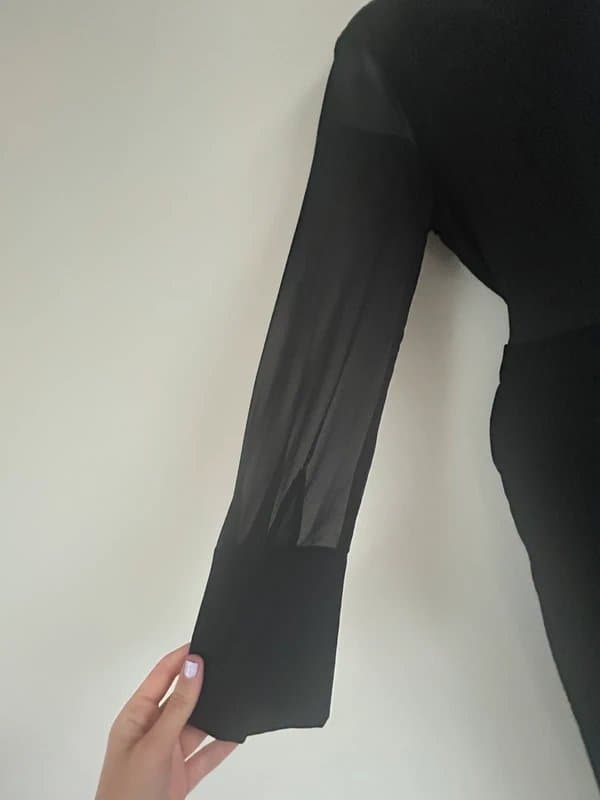 River Island New (shop floor) River Island black chiffon velvet jumpsuit UK 12