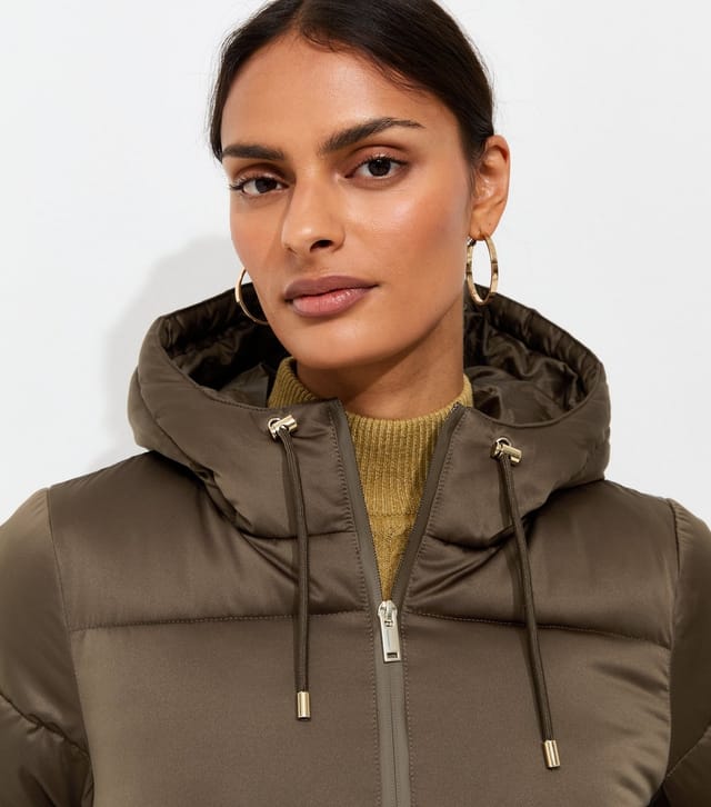 New Look Women's Dark Khaki Drawstring Waist Quilted Puffer Jacket New Look - 3