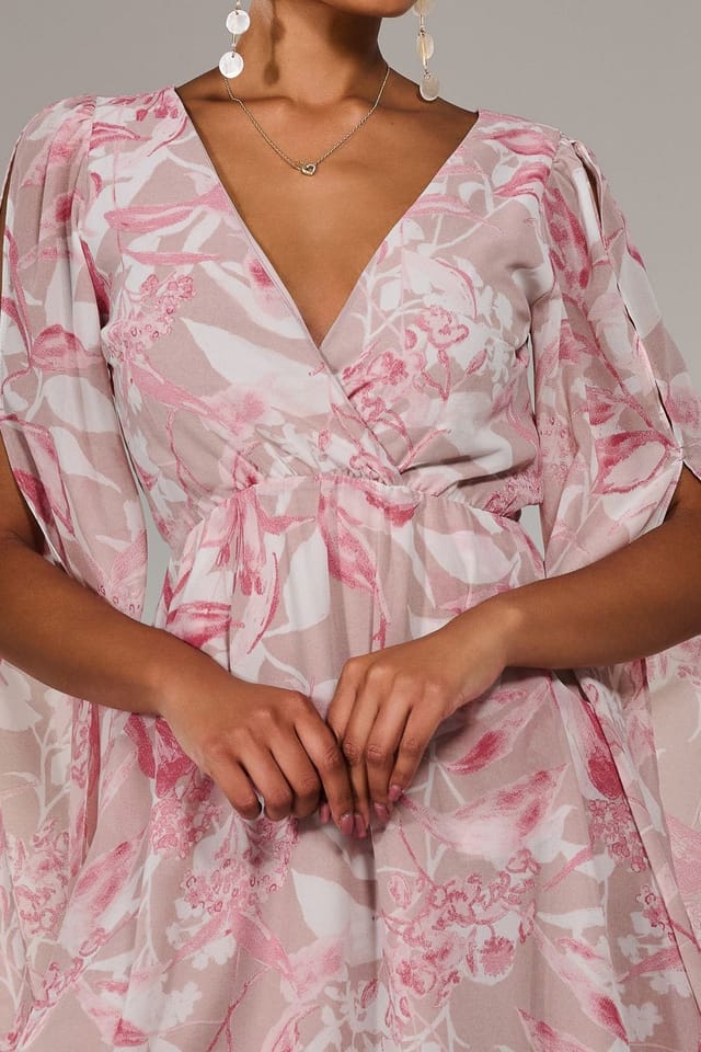 Jolie Moi Jolie Moi Women's Chiffon Split Sleeve Mini Dress in Light Pink - 3