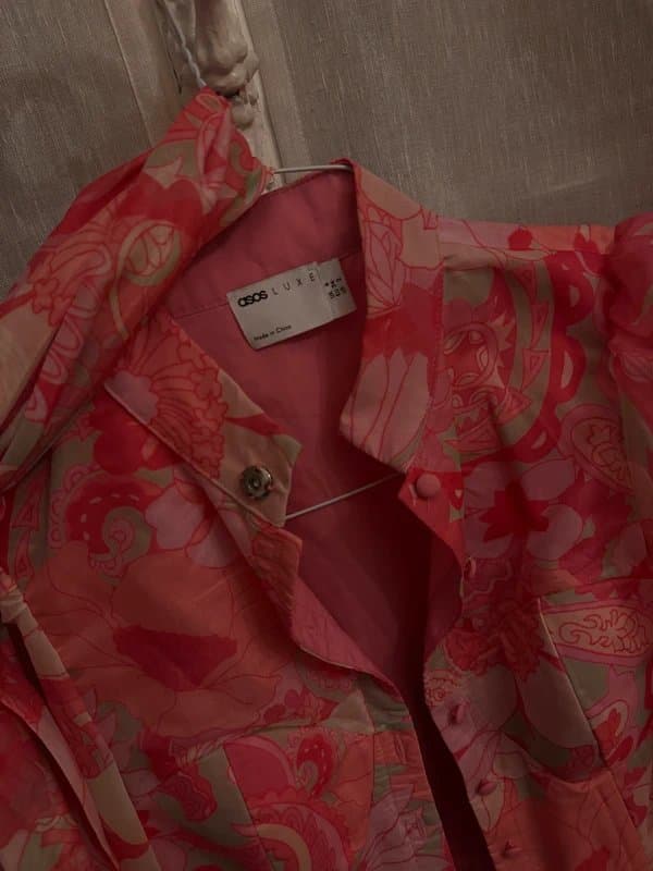 ASOS Organza long sleeve mini dress with floral details UK 6