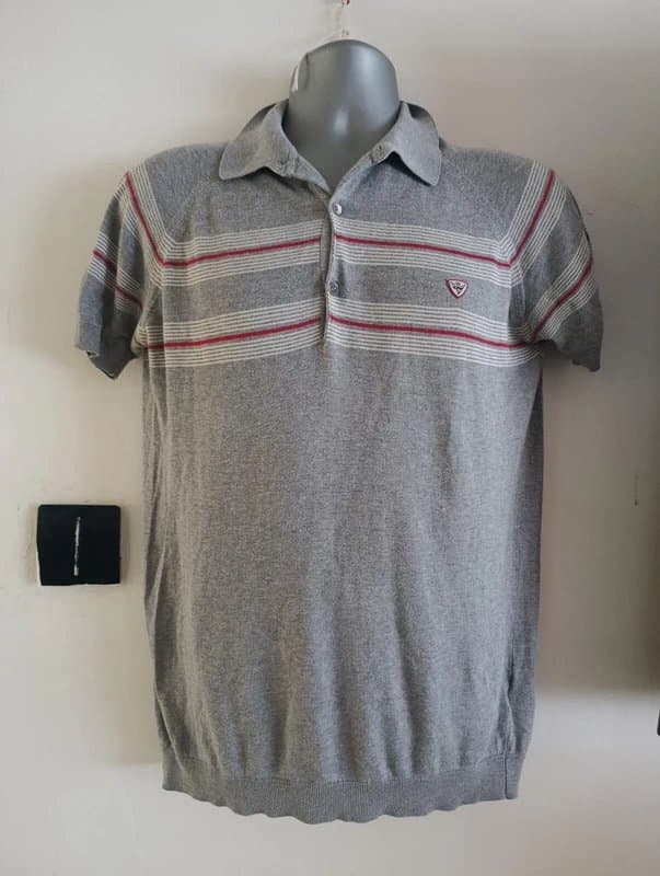 John Smedley John Smedley Polo Shirt Size S Grey Striped Sea Island Cotton Made In England summer holiday