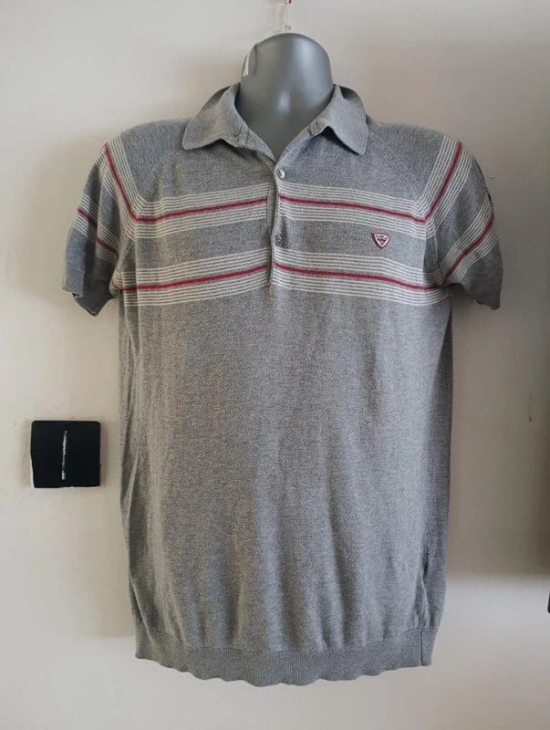 John Smedley Grey Striped Polo Shirt In Sea Island Cotton