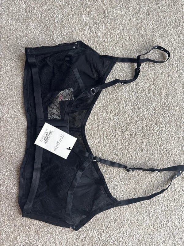 Topshop Embellished black lace bralet
