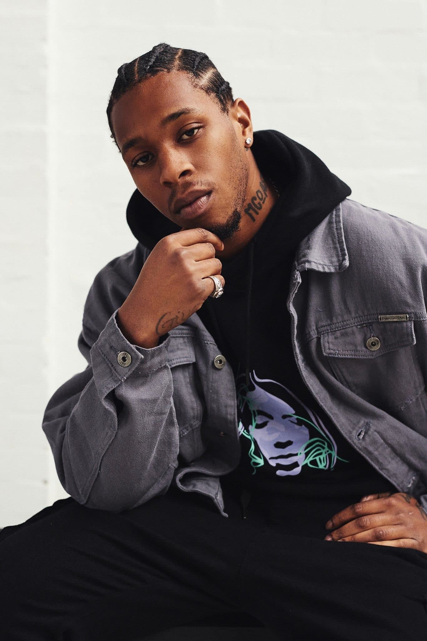 Liquor N Poker Liquor n Poker Men's Dusty Grey Utility Oversized Denim Jacket