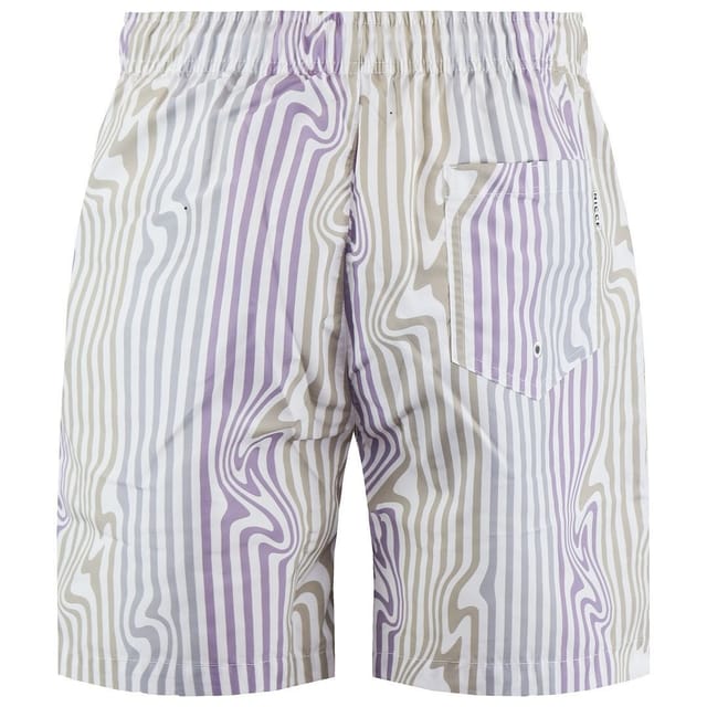 Nicce Nicce Men's Stretch Waist White/Lilac Striped Strata Swim Shorts - 2